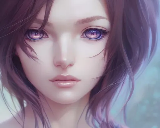 Prompt: Closeup face portrait of a girl, smooth soft skin, big dreamy eyes, beautiful intricate colored hair, symmetrical, anime wide eyes, soft lighting, detailed face, by makoto shinkai, stanley artgerm lau, wlop, rossdraws, concept art, digital painting, looking into camera