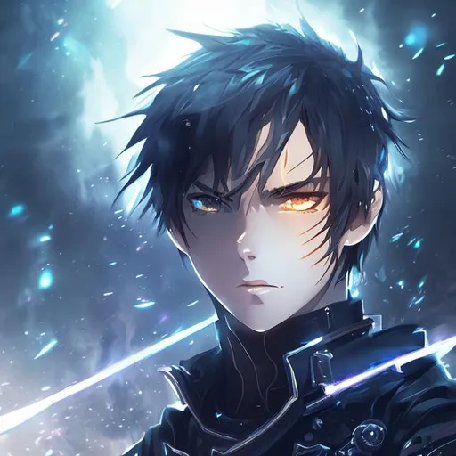 Prompt: fantasy, Kirito, Sword Art Online, ultra detailed artistic photography, midnight aura, full-body, night sky, detailed handsome face, dreamy, glowing, glamour, glimmer, shadows, smooth, ultra high definition