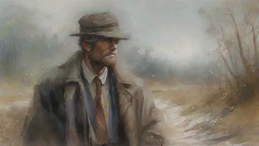 Prompt: a painting of a half-body portrait of man on a rural trial in the fores, raining, by anato finnstark. front view, simple watercolor, thomas kinkade, post-apocalyptic, stained, saturated watercolor, high composition, by tithi luadthong, 240p, {disney construction}, art by frank frazetta