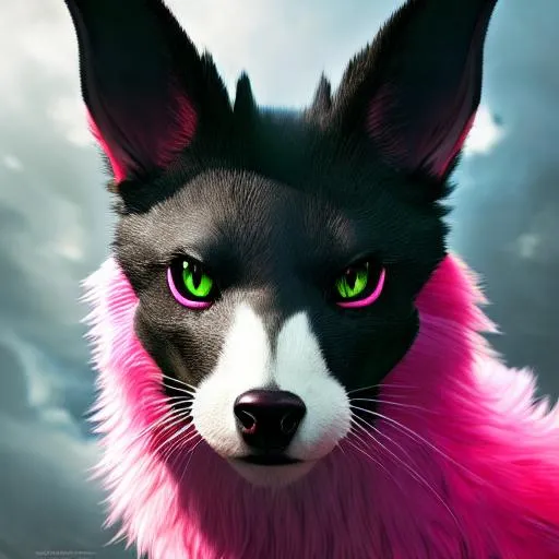 Portrait of an anthro wyvern with striking pink fur... OpenArt