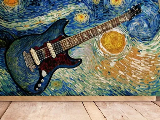 Van Gogh style guitar painting
