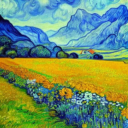 Beautiful Romanian Welsh Painting . Van Gough Style 