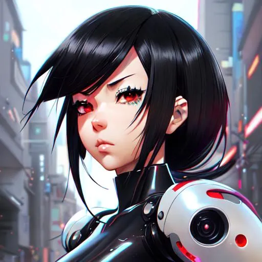 Robot Girl, Black Hair, Black Eyes, Anime Character,... | OpenArt