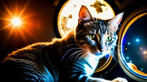 Prompt: Cat Astronaut, In space, 8K resolution, dynamic lighting, Photorealistic, twilight, Space, Spacescape, spacecore