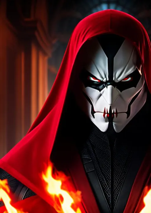 Prompt: High-resolution hyperrealistic photo of marvel's mr sinister merged with red skull, deathly pale face, vampire, nazi, black costume, black and red cape, uhd, hdr, 64k