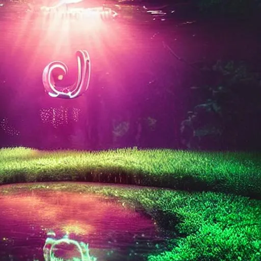 Prompt: retrofuturistic style, ominous, underwater, liminal space, lonely traveling animal on an adventure, heavenly lighting, euphoric atmosphere, mysterious lighting, danger lurking ahead, twinkling lights, realistic, interesting landscape, mysterious body of water
