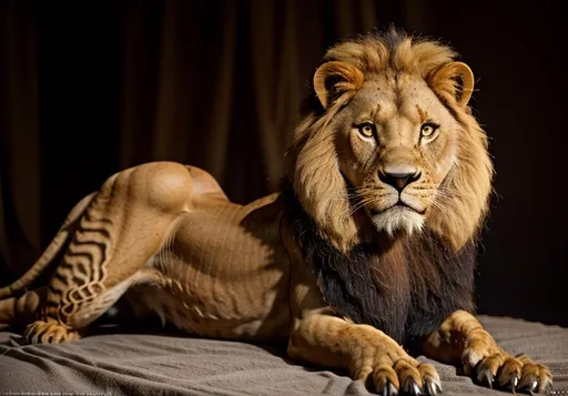 Prompt: Nala original lion king, ((transform her into an anthropomorphic lioness humanoid female)), hyperdetailed, hyperrealistic, 8k, hd, raw, professional, masterpiece, life like real life, anthro, shape changer, shape-shifting