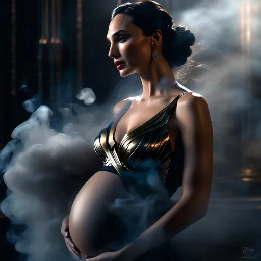 Prompt: imagine uong pregnant  Gal Gadot in labor, hospital, sharpness, smoke, mystery, gothic, full-body, , epic, hyperrealism, 3D detailed, incrustation, contrast forms and lines, contrast space and light, dof, photorealism, polymorphism, sheer, dark silk, crisp quality, macro