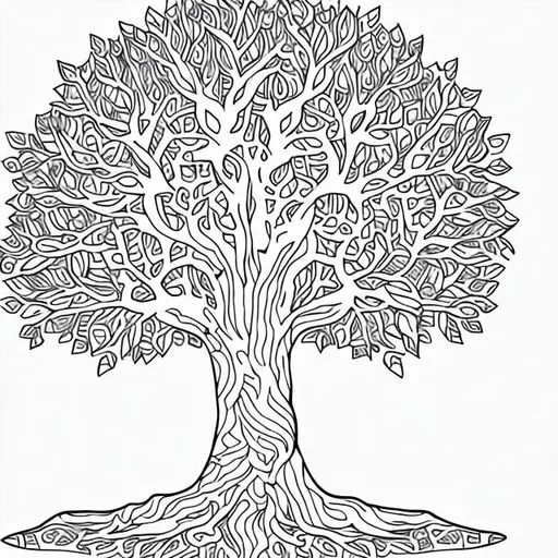 Prompt: Coloring page of tree