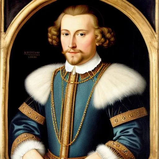 Prompt: portrait of a 16th-century German light-haired king