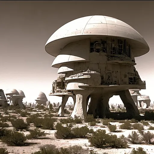 Prompt: A Plymoth arcology on a desert planet.
((Star Trek: The Next Generation))