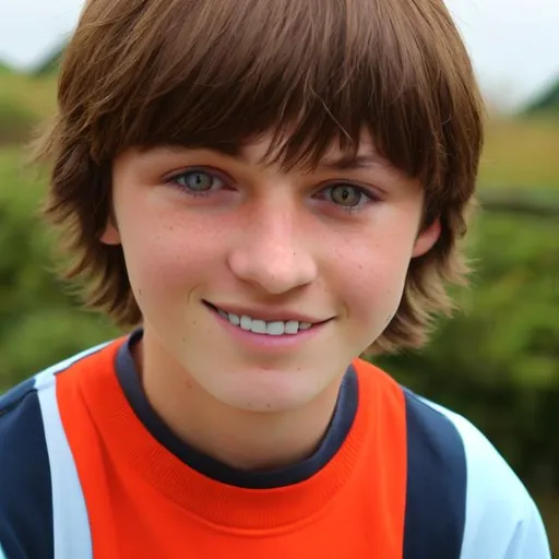 Prompt: Young year 7 boy with brown hair
