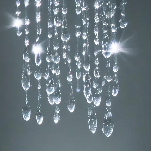 Prompt: I see crystal raindrops fall
