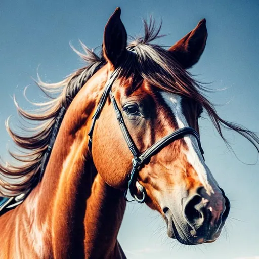 Prompt: portrait of a horse, symetric face