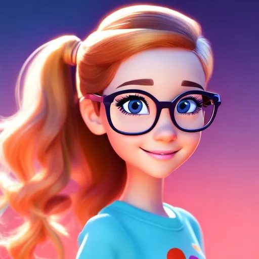 Disney, Pixar art style, CGI, thin pale girl, short