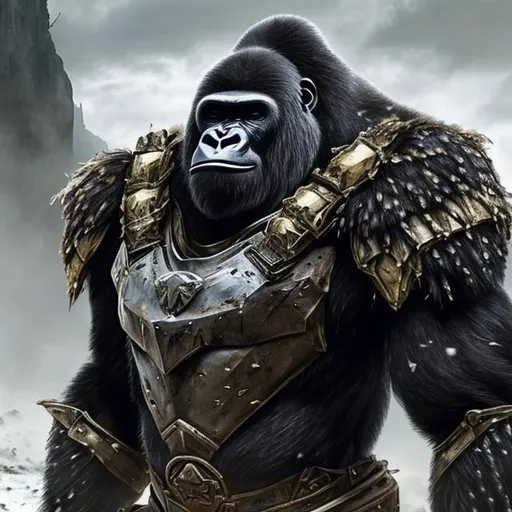 Prompt: Gorilla warrior with an Armor helmet realistic 