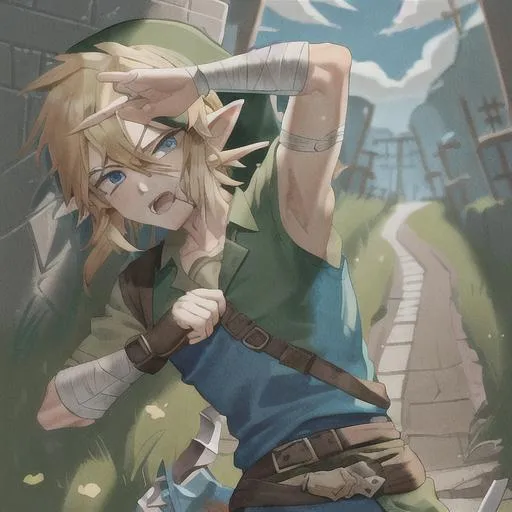 Prompt: Link gravely injured