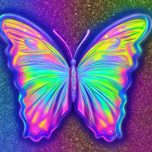 Prompt: Holographic butterfly in the style of Lisa frank 