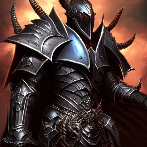 Prompt: Demon Knight with highly detailed gemmed armor with sword and shield, giant metal ragged wing, HDR, 64K, everything in perfect focus, ultra detailed, perfect lighting, plated armor, steel armor, symmetrical armor, everything in sharp focus, symmetrical helmet, strong colors