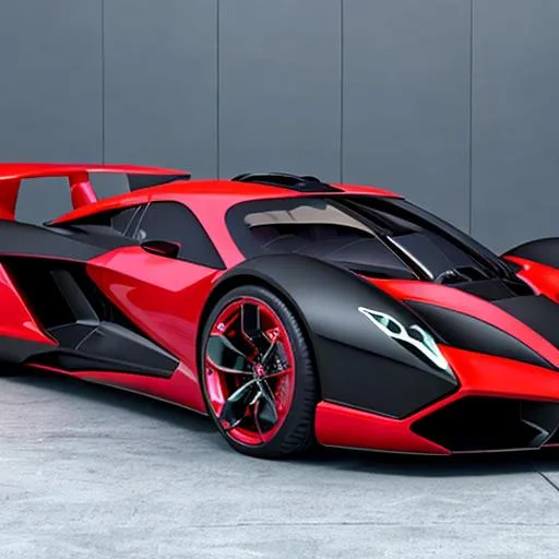 Prompt: Futuristic Batman sport car red and dark