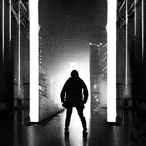 Prompt: 
Graphic Illustration, Creative Design, Andrew Tate techwear, Cyberpunk, Full Body Portrait, black and white illustration of Andrew Tate  in a rainy street in Moscow, neo noir style, Frank Miller creative design, Hyper detailed, 