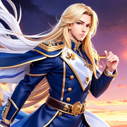 Prompt: Full-body detailed masterpiece, high-res, quality upscaled image, 16k upscaled image, 4k, 4k perfect composition, pose study, detailed complex pose, unique pose, anatomically correct, accurate bodily proportions, anime style; prince, detailed very straight blond hair, detailed long hair, handsome dreamy blue irises, extremely pale complexion, smooth handsome complexion, athletic body type, adult bodily proportions, handsome detailed goblin; wearing shiny complex crown surrounding head, shining silver wizard robes