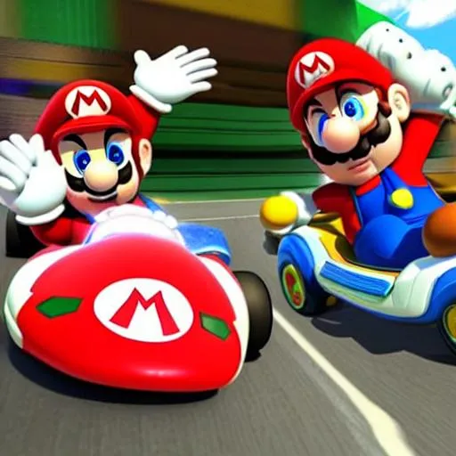 Prompt: really intense Mario Kart
