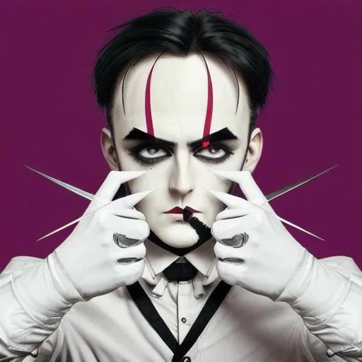 Prompt: Edward scissor face with no hands