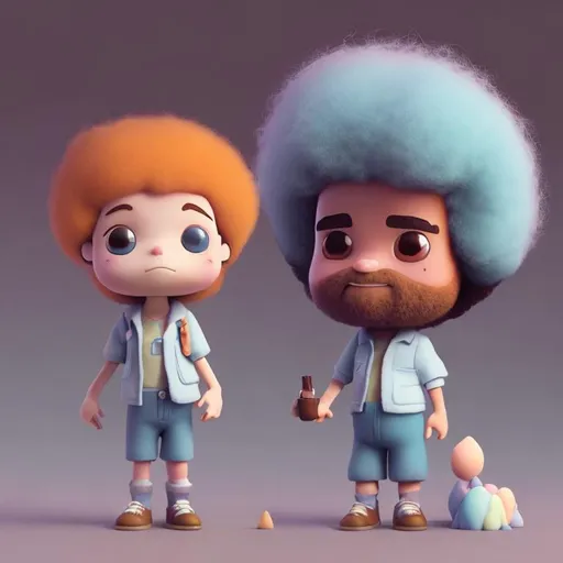 Prompt: Tiny cute bob ross toy, 
fuzzy hair, standing 
character, soft smooth 
lighting, soft pastel 
colors, skottie young, 
3d blender render, 
polycount, modular 
constructivism, pop 
surrealism, physically 
based rendering, 
square image

