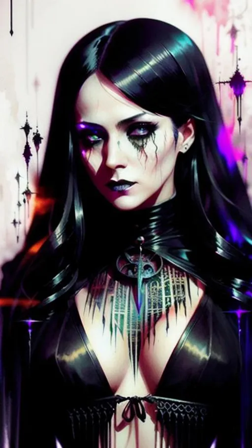 Prompt: A Woman In Black Haunted , ghost, horror deep color hyperdetailed intricate photoillustration volumetric lighting DreamWorks morbid Carne Griffiths and Gil Elvgren gothic art photorealistic Carne griffiths, Krenz Cushart and Akihiko Yoshida