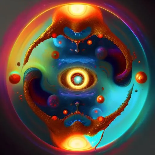 Prompt: universe, nexus of all realities, dark fantasy art, colorful, digital painting, golden ratio, mathematical, trending on artstation, psychedelic, multiverse, alternate dimension