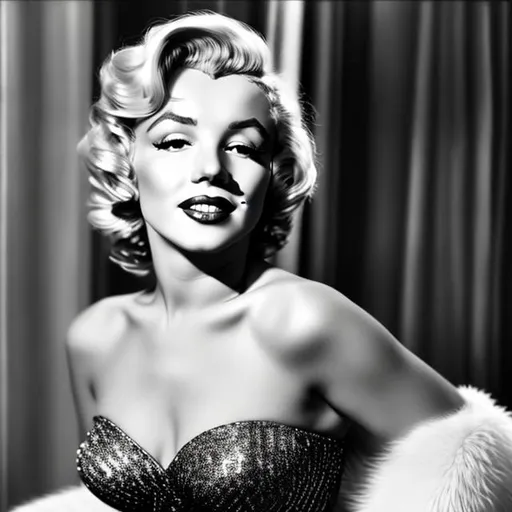 Prompt: High quality photo realistic 4k defined detailed of Marilyn Monroe, wearing a corset 