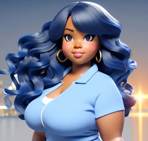 Prompt: Full Body, Highly detailed, digital illustration, of chubby, black woman, with pear shaped body, with small chest, in anime style, by Kohei horikoshi , with highly detailed facial features, with accurate proportions, in hero costume, with blue hair, highly detailed, unreal engine, 2D animation, 8K UHD 