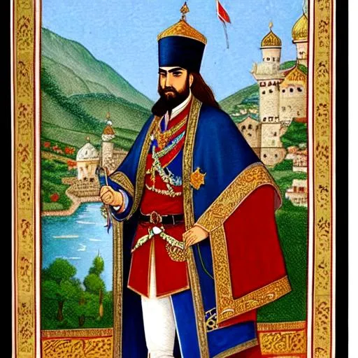 Prompt: Shah Ismail of Persia entering in Trabzon.
Well draw face, well draw hands 
Painted in persian miniature style 
