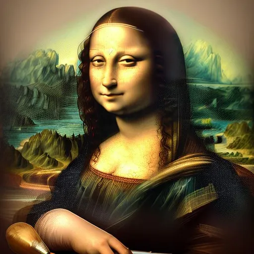 Prompt: "Ultra realistic photo portrait of young Leonardo da Vinci painting Mona Lisa, colorful, painting burst, concentrated gaze, holding paintbrush, symmetrical face, tone mapped,intricate, elegant, highly detailed, digital painting, artstation,concept art, smooth,sharp focus, illustration,beautiful face, intricate, highly detailed,smooth,sharp focus, art by artgerm and greg rutkwoski and alphonse mucha, 3D Game Cinematic Feel,Epic 3D Videogame Graphics, Intricately Detailed,8K Resolution, Dynamic Lighting,Unreal Engine 5, CryEngine, Trending on ArtStation,HDR, 3D Masterpiece, Unity Render, Perfect Composition,synthwave,neon retro"
