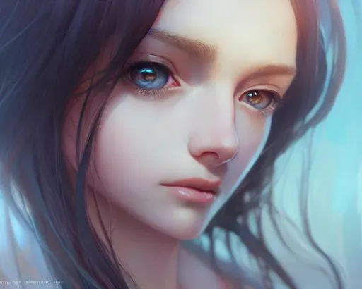 Prompt: Closeup face portrait of a { #3238# woman }, smooth soft skin, big dreamy eyes, beautiful intricate colored hair, symmetrical, anime wide eyes, soft lighting, detailed face, by makoto shinkai, stanley artgerm lau, wlop, rossdraws, concept art, digital painting, looking into camera