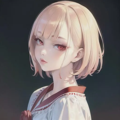 Prompt: (masterpiece, illustration, best quality:1.2), trimmed white hair, devilish red eyes, Japanese style nightgown, best quality face, best quality, best quality skin, best quality eyes, best quality lips, ultra-detailed eyes, ultra-detailed hair, ultra-detailed, illustration, colorful, soft glow, 1 girl