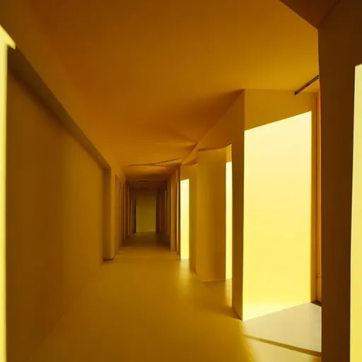 Prompt: Yellow backrooms with shadows
