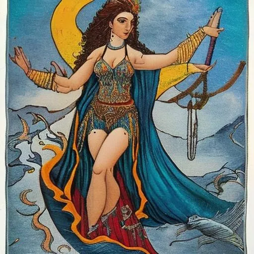 Prompt: Armenian pagan goddess of the sea and water Tsovinar