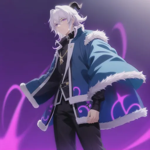 purple-clam274: 26 year old Albino anime man with eyes closed and long  white hair and a green tie