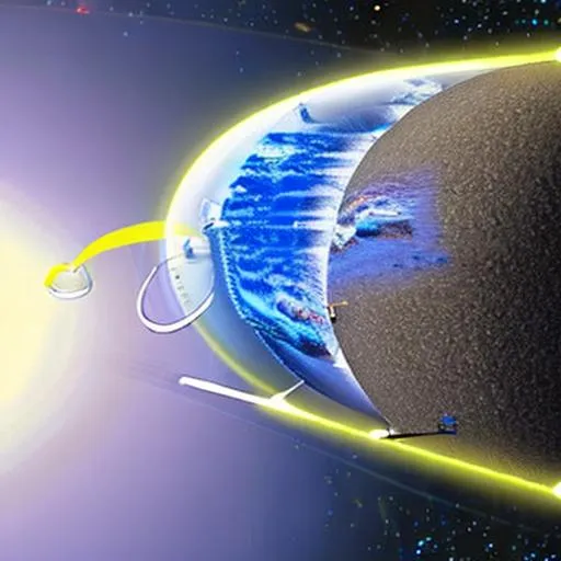 Prompt: planetary gravitaional pull towards black hole