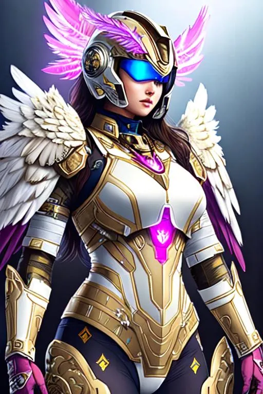 Prompt: Poster art, high-quality high-detail highly-detailed breathtaking hero ((by Aleksi Briclot and Stanley Artgerm Lau)) - ((a Eagle)),  detiled eagle mech suit, 8k ivory and magenta helmet, highly detailed eagle head helmet, glowing chest emblem ,carbon fibre helmet, mech armor, detailed feathers, queen of the eagles, detailed ivory mech suit, full body, black futuristic mech armor, wearing mech armour suit, 8k,  full form, detailed forest wilderness setting, full form, epic, 8k HD, ice, sharp focus, ultra realistic clarity. Hyper realistic, Detailed face, portrait, realistic, close to perfection, more black in the armour, 
wearing blue and black cape, wearing carbon black cloak with yellow, full body, high quality cell shaded illustration, ((full body)), dynamic pose, perfect anatomy, centered, freedom, soul, Black short hair, approach to perfection, cell shading, 8k , cinematic dramatic atmosphere, watercolor painting, global illumination, detailed and intricate environment, artstation, concept art, fluid and sharp focus, volumetric lighting, cinematic lighting, 
