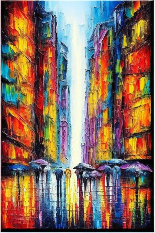 Create a multicolor oil painting of the bright and r... | OpenArt