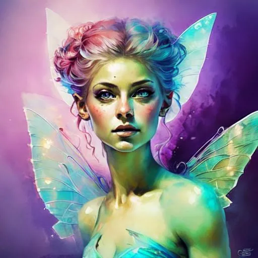 Prompt: fairy goddess with cool colors, realistic, closeup