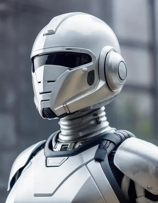 Prompt: (Please create a white sci-fi female armor with cybernetic helmet, full armor, insulated armor, spacesuit, bald head, lots of fine detail, sci-fi movie style, outdoor photo, photography, natural light, photorealism, cinematic rendering, ray tracing, the highest quality, the highest detail, Cinematic, Third-Person View, Blur Effect, Long Exposure, 8K, Ultra-HD, Natural Lighting, Moody Lighting, Cinematic Lighting --q 2 --ar 9:16