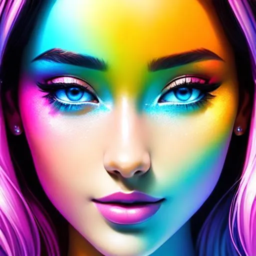 Prompt: fairy goddess, vibrant color.facial closeup
