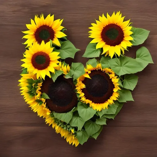 Prompt: heart with sunflowers