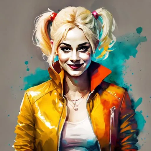 Prompt: harley quinn holding her hammer