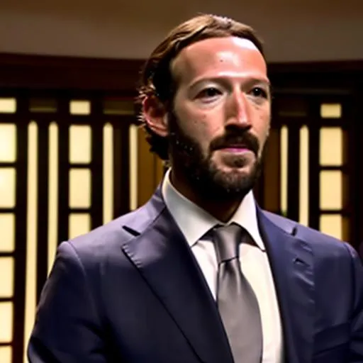 Prompt: 4k cinematic still of bearded Mark Zuckerberg cosplaying as John Wick in a suit shooting a gun