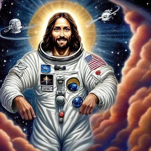 Prompt: actual photo of astronaut jesus, surprise me